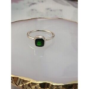 Sterling Silver Chrome Diopside Ring | Green Gem Size 7 Bezel Statement Band
